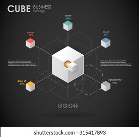 Business Template, Conceptual Cube With Infographic Elements