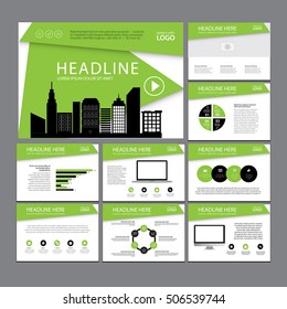 Conjunto de diseño de plantillas de negocio Presentación y folleto Informe anual, página de volante con elemento infográfico.
