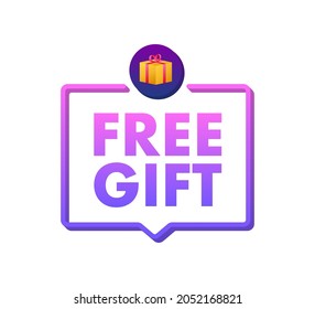 Business template with free gift on white background for banner design. Vector business template. Present gift box icon.