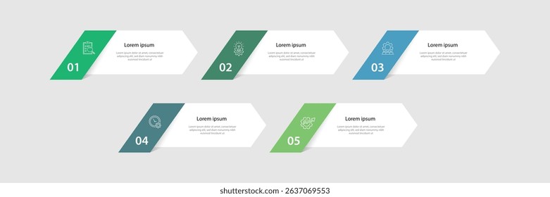 Business template infographic element with 5 step process and icons.
