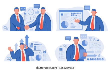 Business template with infographic elements for presentations, websites or app. Vector illustration