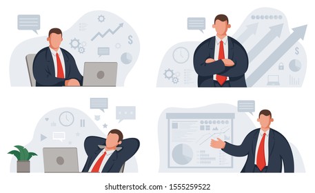 Business template with infographic elements for presentations, websites or app. Vector illustration