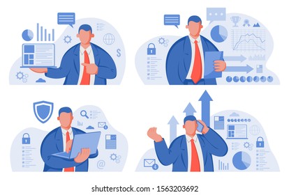 Business template with infographic elements for presentations, websites or app. Vector illustration
