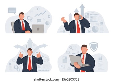 Business template with infographic elements for presentations, websites or app. Vector illustration