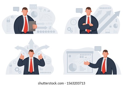 Business template with infographic elements for presentations, websites or app. Vector illustration