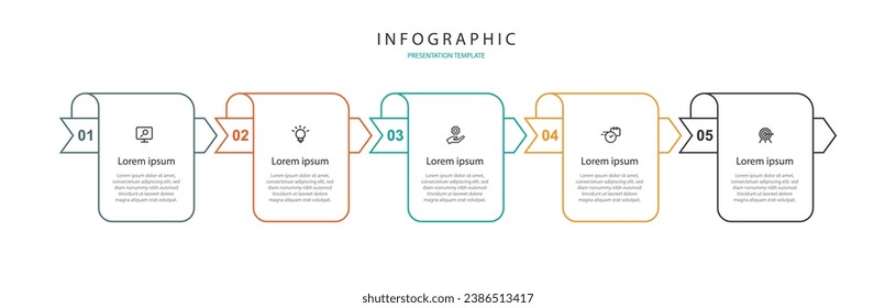 Business template infographic vector element with 5 step process 