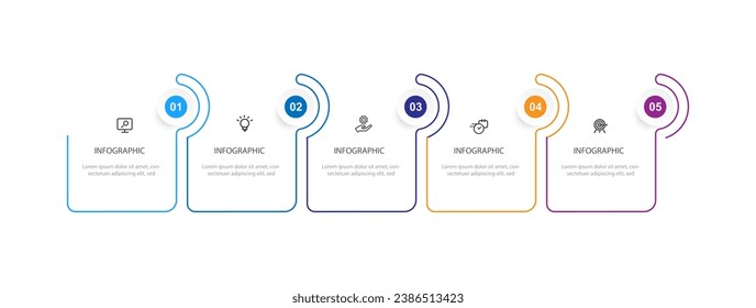 Business template infographic vector element with 5 step process 