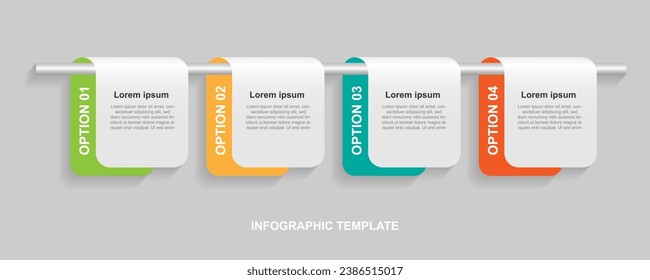Elemento vectorial de infografía de plantilla de negocio con proceso de 4 pasos para presentación y gráfico de información 