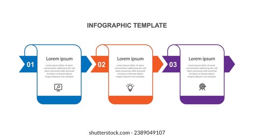 Elemento vector infográfico de plantilla de negocio con proceso de 3 pasos 