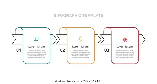 Business template infographic vector element with 3 step process 