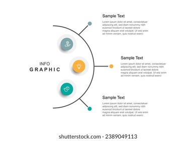 Elemento vector infográfico de plantilla de negocio con proceso de 3 pasos 