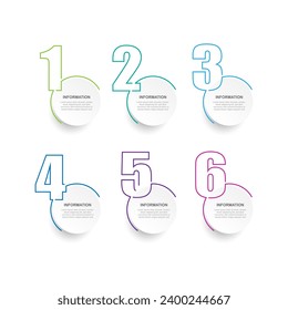 Business template infographic vector element with 6 step and line number concept for business presentation 