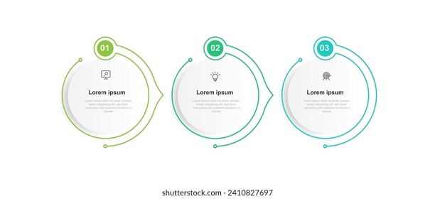 Business template infographic vector element with 3 step process or options suitable for web presentation and business information 