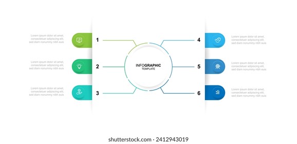 Business template infographic vector element with 6 step process circle suitable for web presentation and business information 