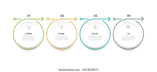 Infografik-Vektorelement von Geschäftsvorlagen mit 4-Stufen-Verfahren oder Optionen für Webpräsentation und Geschäftsinformationen 