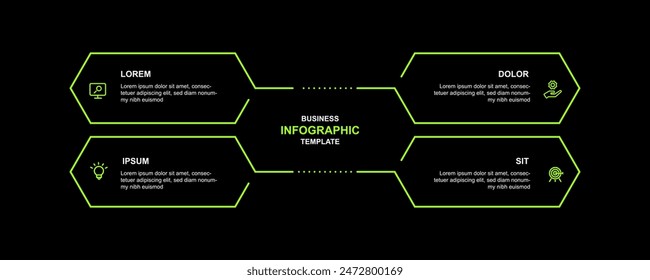 Elemento de Vector de infografía de Plantilla de negocios con 4 pasos u opción adecuada para la presentación de Web e información de negocios