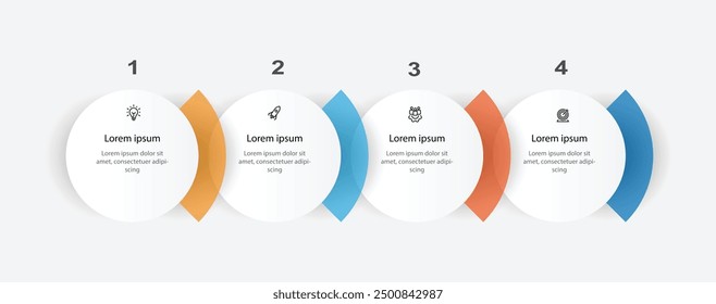 Business template infographic vector element with 4 step process can be used for workflow, business information, presentation data visualization and web graphic design 