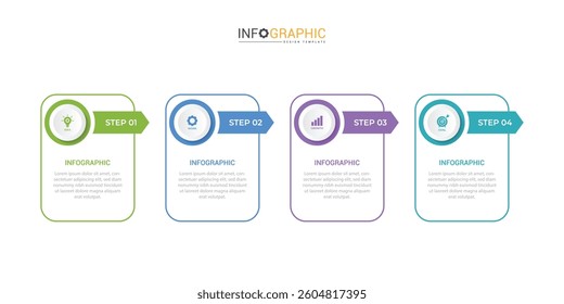 Business template infographic vector element with 4 step concept suitable for web presentation and business information