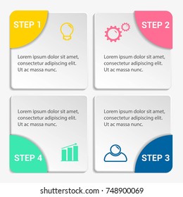 Business template infographics with squares in a circle, origami style. Abstract  background for workflow layout, diagram or web design