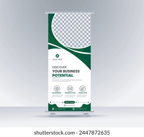 Business template layout: roll-up, brochure, leaflet, vector