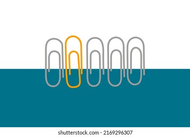 Business template with paperclips, simple background, vector illustration.