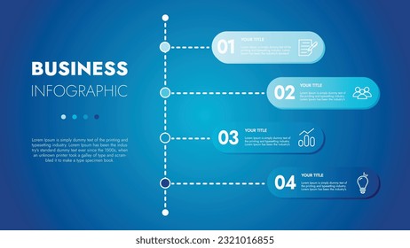 Geschäftsvorlage zur Präsentation. Visualisierung von Infografik-Geschäftsdaten. Prozessdiagramm mit Elementen aus Diagramm, Diagramm, Schritten, Optionen, Prozess. Vektorgrafik- und Illustrationskonzept für die Präsentation.