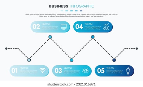 Plantilla de negocio para presentación. Visualización de datos de negocios infográficos. Gráfico de procesos con elementos de gráfico, diagrama, pasos, opciones, proceso. Concepto de vector e ilustración para presentación.