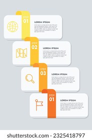 Plantilla de negocio para presentación. Visualización de datos de negocios infográficos. Gráfico de procesos con elementos de gráfico, diagrama, pasos, opciones, proceso. Concepto de vector e ilustración para presentación.