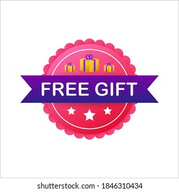 Business template with red free gift on white background for banner design. Vector business template. Present gift box icon.