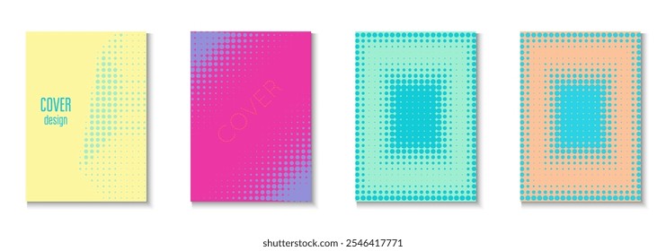 Conjunto de Modelos de Negócios. Arte Memphis Fresca Com Círculos. Elementos dinâmicos em apresentação 2d. Ponto Flyer. Poster gráfico minimalista. Textura De Linha Geométrica. Modelo de negócios na moda