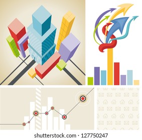 Business template. Set elements of info graphics