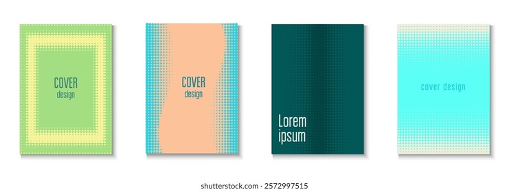 Business Template Set. Modern Shapes In Tech Layout. Dynamic Design For Hipster Folder. Halftone Flyer. Minimalist Line Poster. Geometric Dot Texture. Trendy Business Template