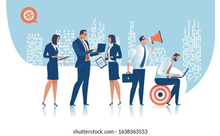 Business template. Business team working. Concept vector illustration.