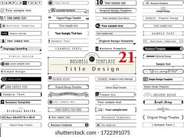 Business template. Title Design Collection.