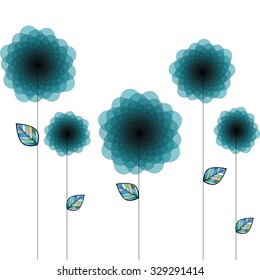 Business template - turquoise  flowers   - vector illutration 
