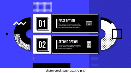 Business template with two options in fancy geometric style on bright blue background