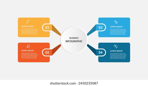 Business template vector infographic with 4 step process can be used for workflow, business information, and web design more