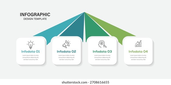 Plantilla de negocios para diseño de Vectores de infografía con íconos y 4 opciones o pasos.