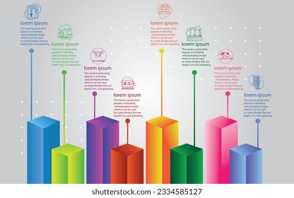 Business templates, 8 color podiums, graphic templates, infographic design layouts, functional design, diagrams, flowcharts, web design, banners