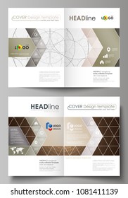 Business Templates For Bi Fold Brochure, Magazine, Flyer, Booklet Or Annual Report. Cover Design Template, Abstract Vector Layout In A4 Size. Alchemical Theme. Fractal Art Background. Sacred Geometry.