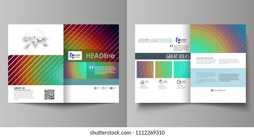 Business templates for bi fold brochure, flyer, report. Cover template, abstract vector layout in A4 size. Minimalistic design with circles, diagonal lines. Geometric shapes, beautiful background.