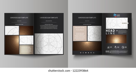 Business Templates For Bi Fold Brochure, Magazine, Flyer, Booklet Or Annual Report. Cover Design Template, Abstract Vector Layout In A4 Size. Alchemical Theme. Fractal Art Background. Sacred Geometry.