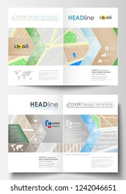 Business templates for bi fold brochure, magazine, flyer or annual report. Easy editable layout in A4 size. City map with streets. Flat design cover template, tourism businesses, abstract vector.