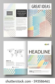 Business templates for bi fold brochure, magazine, flyer, booklet. Cover template, abstract vector layout in A4 size. Minimalistic design with lines, geometric shapes forming beautiful background.