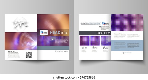 Business templates for bi fold brochure, magazine, flyer, booklet or annual report. Cover template, abstract vector layout in A4 size. Bright color colorful design, beautiful futuristic background.