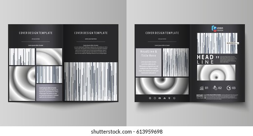 Business templates for bi fold brochure, magazine, flyer. Cover design template, abstract vector layout in A4 size. Simple monochrome geometric pattern. Minimalistic background. Gray color shapes.