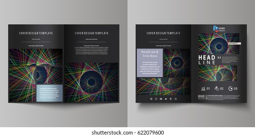 Business templates for bi fold brochure, magazine, flyer, booklet or report. Cover design template, abstract layout in A4 size. Bright color lines, colorful beautiful background. Perfect decoration.