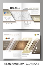 Business Templates For Bi Fold Brochure, Magazine, Flyer, Booklet Or Annual Report. Cover Design Template, Abstract Vector Layout In A4 Size. Alchemical Theme. Fractal Art Background. Sacred Geometry.