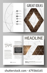 Business Templates For Bi Fold Brochure, Magazine, Flyer, Booklet Or Annual Report. Cover Design Template, Abstract Vector Layout In A4 Size. Alchemical Theme. Fractal Art Background. Sacred Geometry.