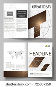 Business Templates For Bi Fold Brochure, Magazine, Flyer, Booklet Or Annual Report. Cover Design Template, Abstract Vector Layout In A4 Size. Alchemical Theme. Fractal Art Background. Sacred Geometry.